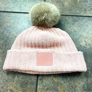 Love Your Melon Pink Cotton Beanie w Detachable Puff
